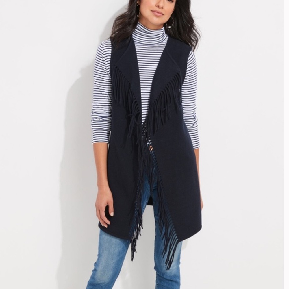 Vineyard Vines Open Front Fringe Vest